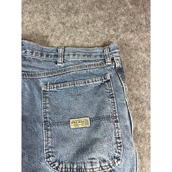 VINTAGE Wrangler Shorts Mens 38 Blue Denim Carpenter Skate Workwear Jorts Y2K - Picture 6 of 6